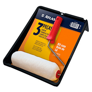 Conjunto De Pintura Rolo De Lã Natural com 3 Peças - ATLAS