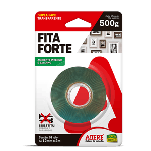 Fita Forte Dupla Face Espuma Massa Acrílica Transparente 12MM X 02M - ADERE