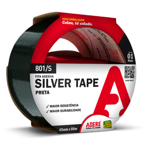Fita Silver Tape Preta 801S 45MM X 05M - ADERE