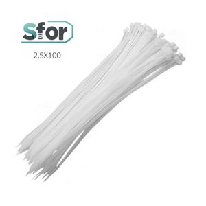 Abraçadeira de Nylon Natural 2,5X100 Pacote com 100 peças - Sfor