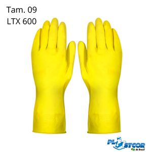 Luva Latex Amarela Acabamento Liso Latex 600 Tamanho 09 - Plastcor