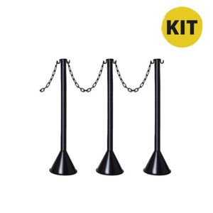 Kit Pedestal Preto + 10M Corrente Preta Elo Pequeno - PLASTCOR