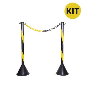 Kit Pedestal Amarelo e Preto + 10M Corrente Amarela e Preta Elo Pequeno - Plastcor