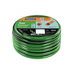 Mangueira Flex P/ Jardim Verde PVC 4 Camadas 25M (C/ Engate Rosqueado e Esguicho) - TRAMONTINA