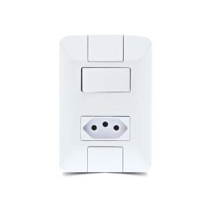Conjunto Interruptor Simples 6A + Tomada 2P + T Aria Branca - Tramontina