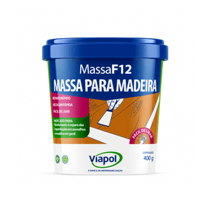 Massa F12 Calafetar Madeira Correção Reparo Viapol 400g Branca